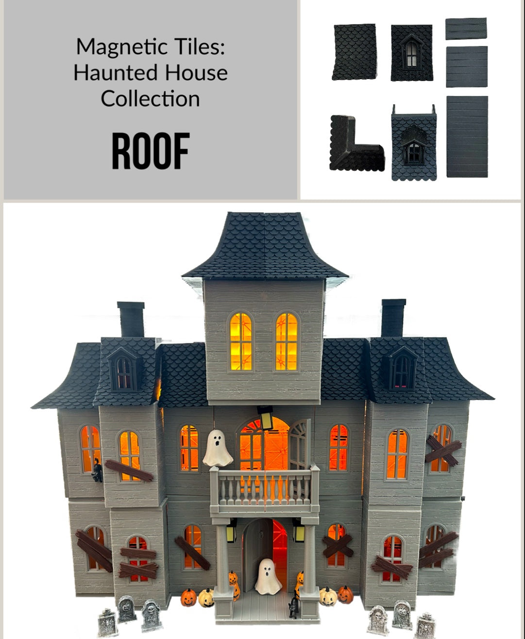Magnetic Tile Haunted House: Roof