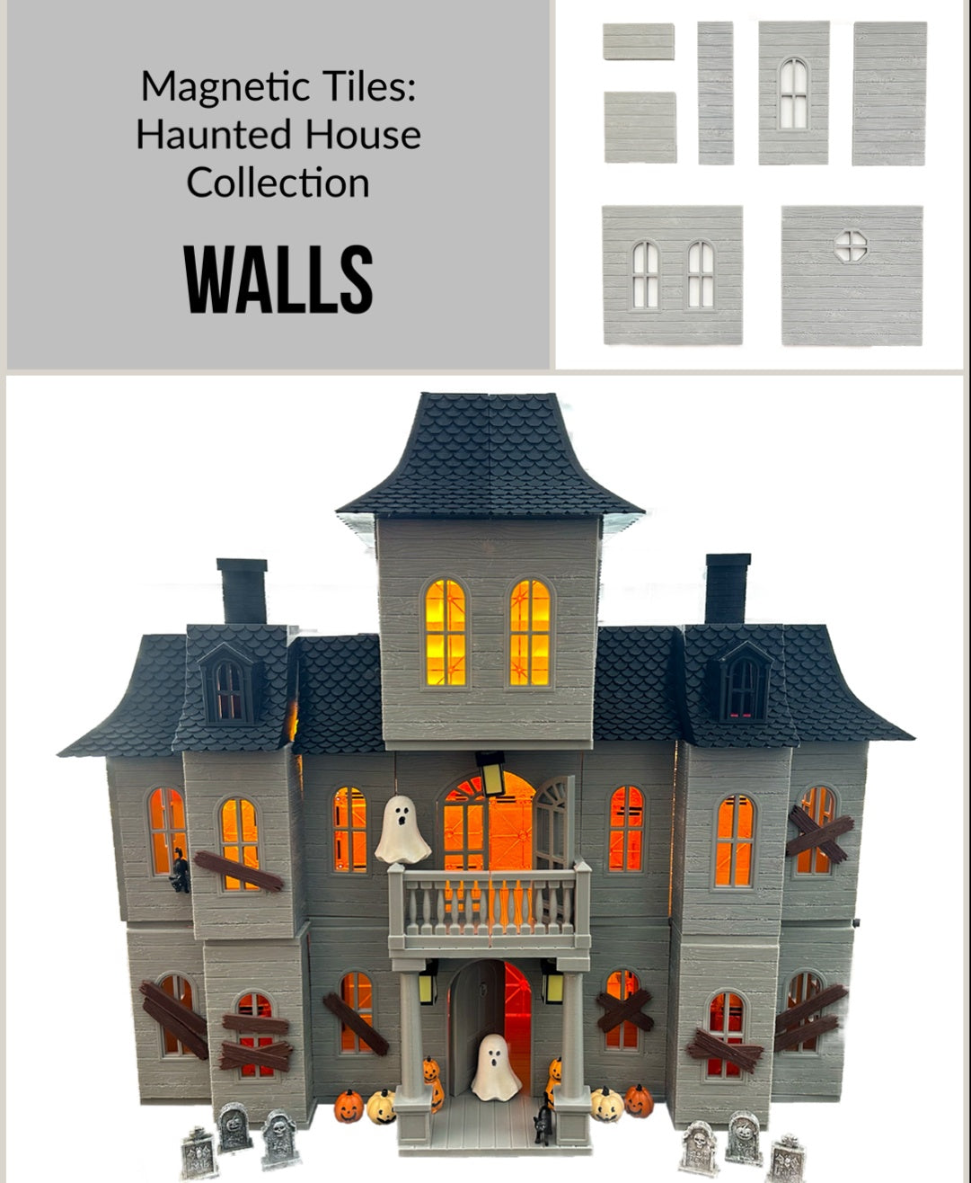 Magnetic Tile Haunted House: Walls