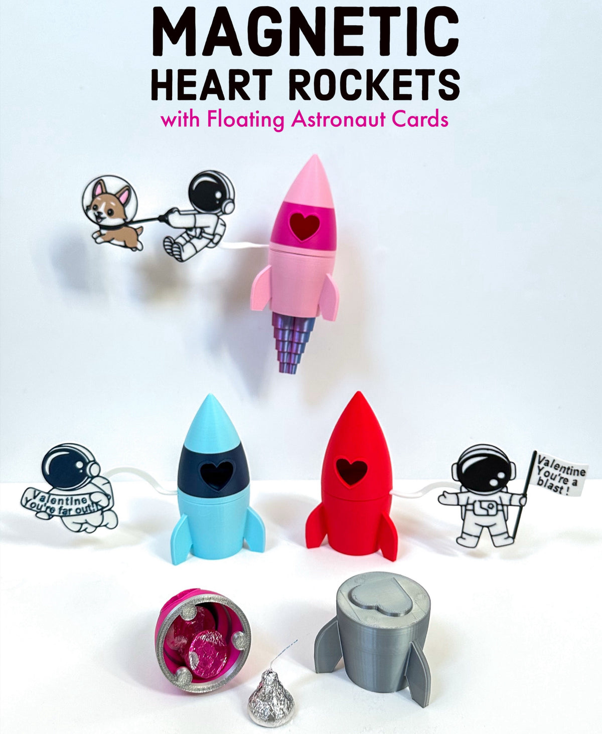 Heart Rocket with Floating Astronaut Cards