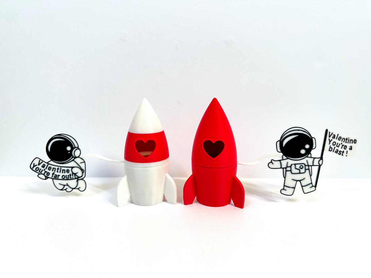 Heart Rocket with Floating Astronaut Cards